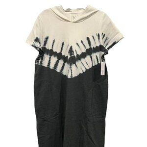 NWT LANE BRYANT LIVI Women's 10/12 Hooded Tunic Dress Navy Blue White Loungewear